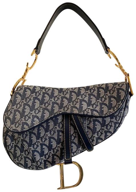 dior saddle bag navy blue leather